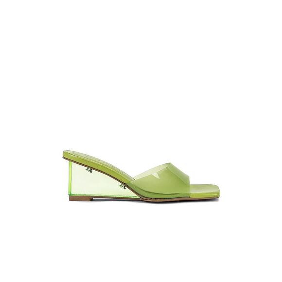 Song of Style Green PVC Leather Wedge Heel Slip On Studio Sandals - Picture 7 of 7